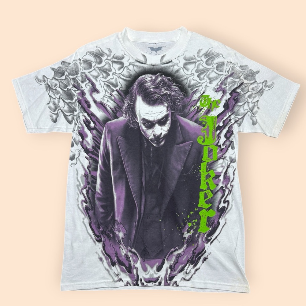 Vintage Dark Knight The Joker T Shirt All Over Print Men’s Medium White 2000s